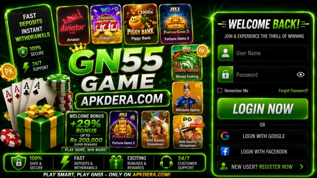 GN55 Game Download Pakistan interface 2026