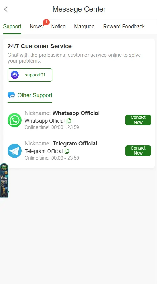 GN55 Game customer support