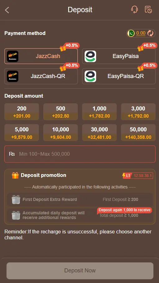 HC777 Game jazzcash deposit